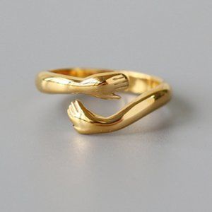 18k Gold plated ring- Finger Hug Necklace